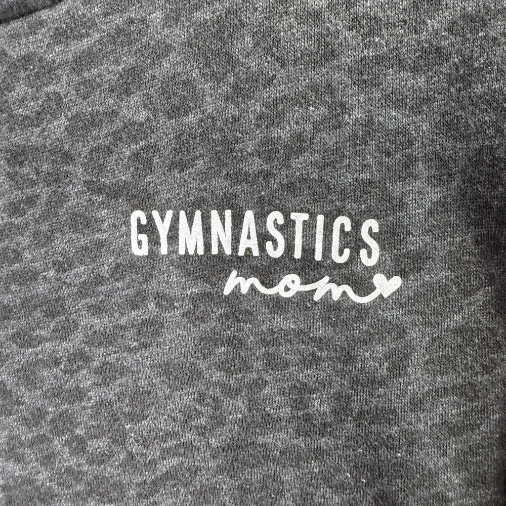 Gymnastics Mom Sweatshirt Women Small Gray Leopard Print Crewneck Pullover - Picture 3 of 7